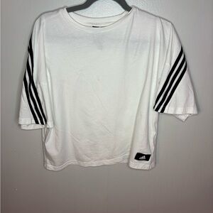 Adidas White T-Shirt with Black Stripes